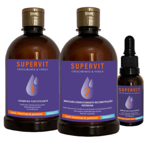 kit supervit shampoo 500 ml condicionador 500 ml serum 30 ml